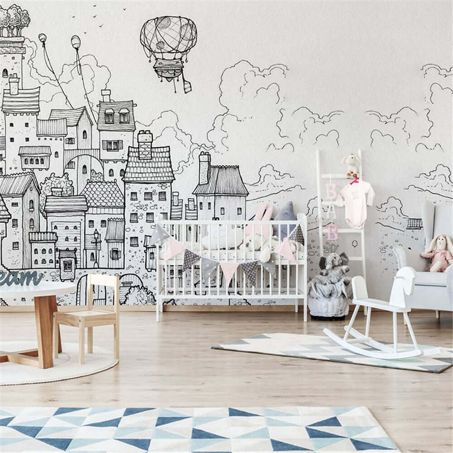 MinimalisticDecor.com-Cityscape Adventures Kids City Buildings Wallpaper
