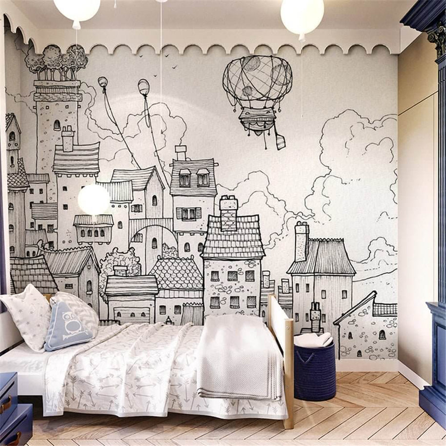 MinimalisticDecor.com-Cityscape Adventures Kids City Buildings Wallpaper