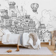 MinimalisticDecor.com-Cityscape Adventures Kids City Buildings Wallpaper