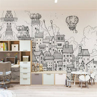 MinimalisticDecor.com-Cityscape Adventures Kids City Buildings Wallpaper