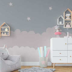 MinimalisticDecor.com-Clouds and Stars - Kids Nursery Wallpaper Mural