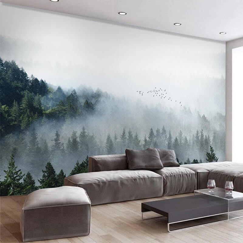 MinimalisticDecor.com-Cloudy Morning Birds Wallpaper Mural - Stunning Wall Decor