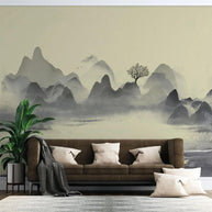 MinimalisticDecor.com-Cloudy Morning Lake Wallpaper: A Stunning Nature Scene