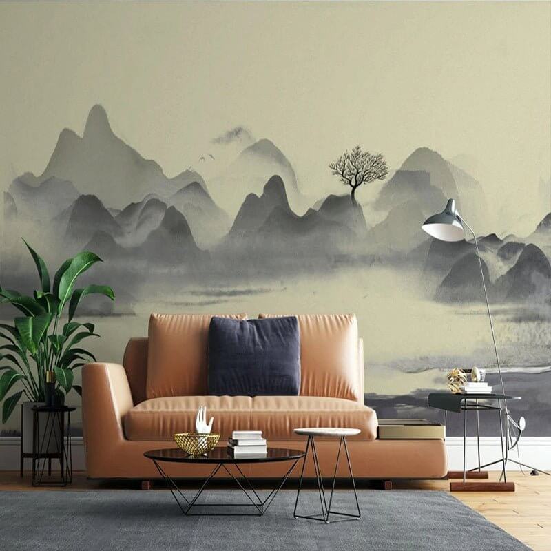 MinimalisticDecor.com-Cloudy Morning Lake Wallpaper: A Stunning Nature Scene