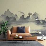 MinimalisticDecor.com-Cloudy Morning Lake Wallpaper: A Stunning Nature Scene