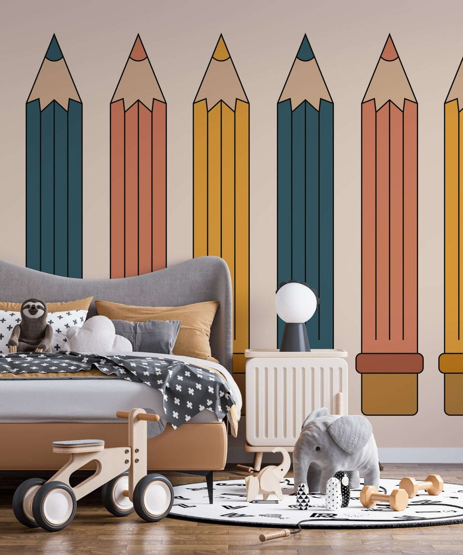MinimalisticDecor.com-Colour Pencils Kids room Wallpaper