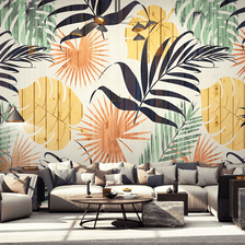 MinimalisticDecor.com-Colourful Leaf Wallpaper Murals - Vibrant Wall Decor Options