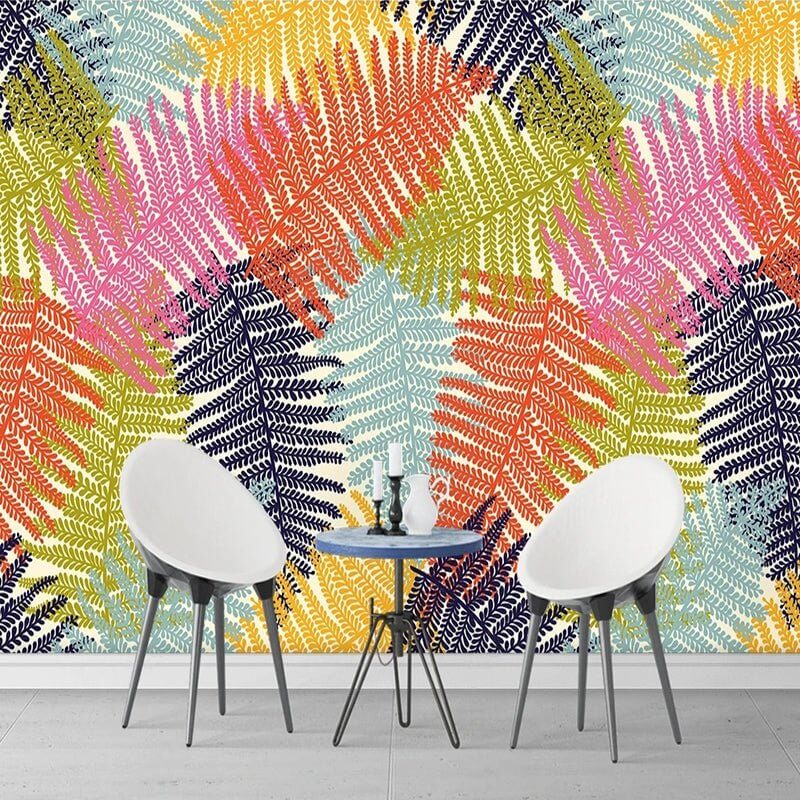 MinimalisticDecor.com-Colourful Leaves Wallpaper: Get Vibrant & Striking Designs