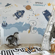 MinimalisticDecor.com-Cosmic Space Rocket Adventures Wallpaper