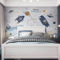 MinimalisticDecor.com-Cosmic Space Rocket Adventures Wallpaper