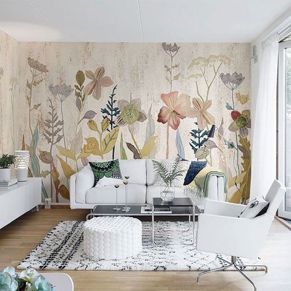 MinimalisticDecor.com-Countryside Flowers Wallpaper Mural: Enhance Your Space