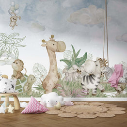 MinimalisticDecor.com-Cute Jungle Safari - Baby Room Wallpaper Mural