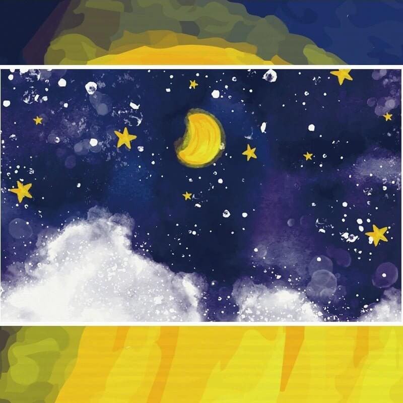 MinimalisticDecor.com-Dark Blue Midnight Sky Clouds Nursery Wallpaper