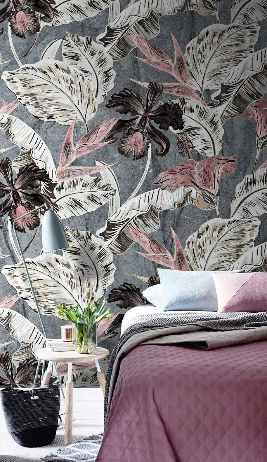 MinimalisticDecor.com-Dark Floral Bliss Wallpaper Mural