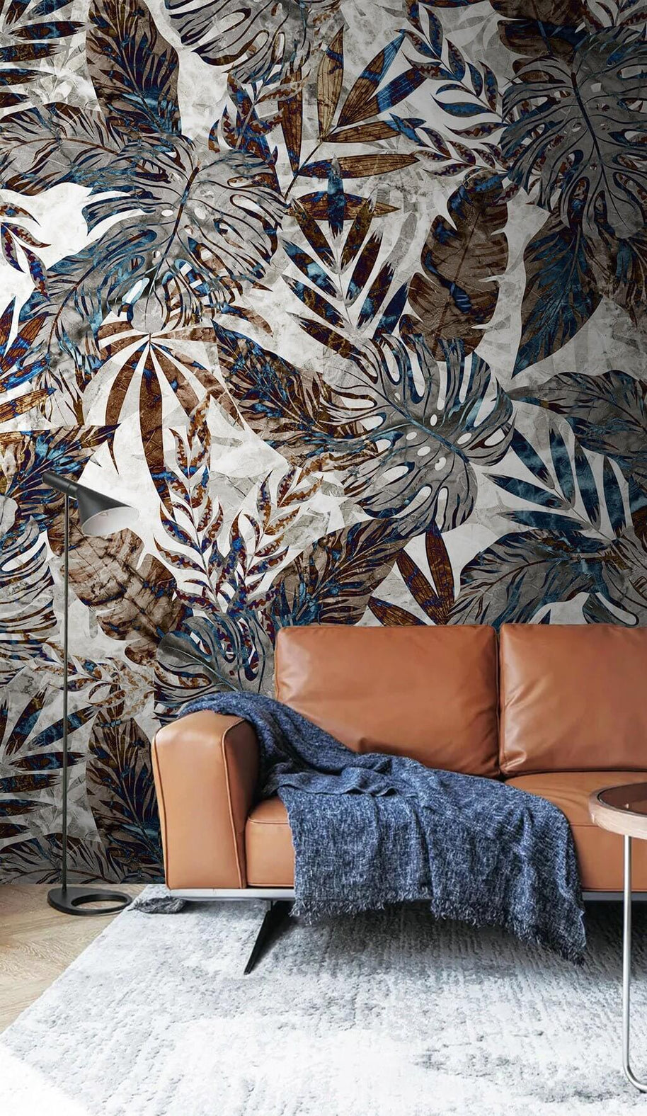MinimalisticDecor.com-Dark Glittery Leaves Wallpaper Mural