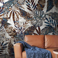 MinimalisticDecor.com-Dark Glittery Leaves Wallpaper Mural
