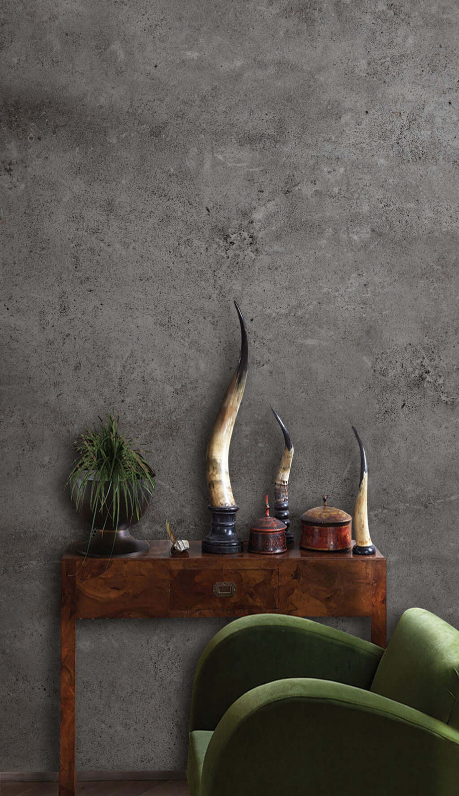 MinimalisticDecor.com-Dark Gray Stone Luxe Wallpaper Mural