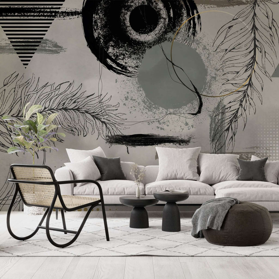 MinimalisticDecor.com-Dark Pattern Green - Living Room Wallpaper Mural