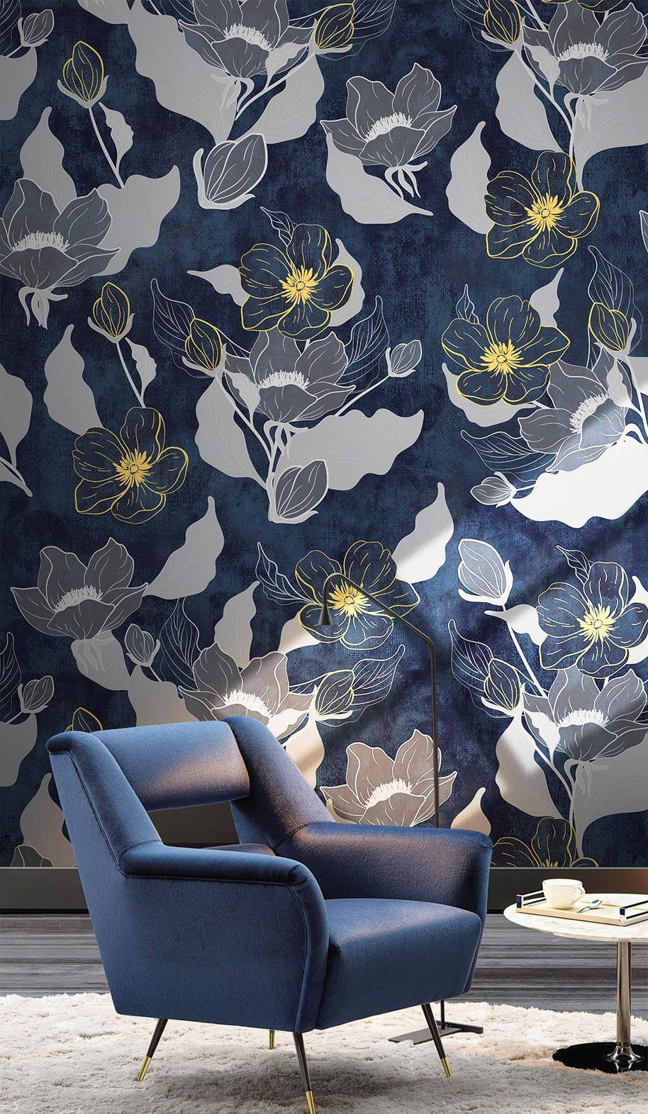 MinimalisticDecor.com-Deep Floral Bliss Wallpaper Mural