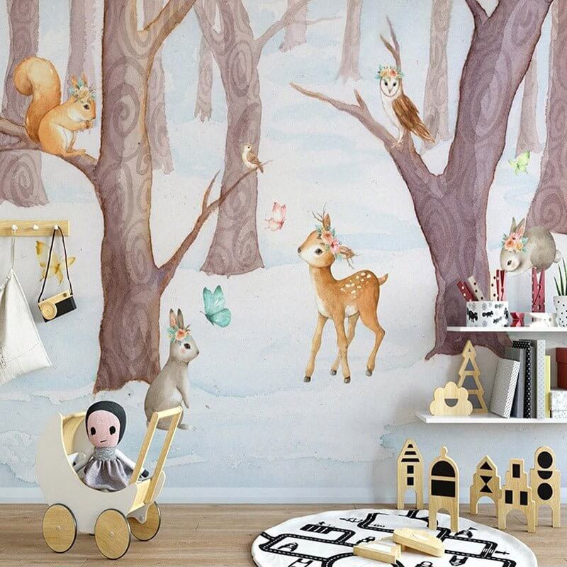MinimalisticDecor.com-Deer in Winter Wonderland Wallpaper