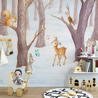 MinimalisticDecor.com-Deer in Winter Wonderland Wallpaper
