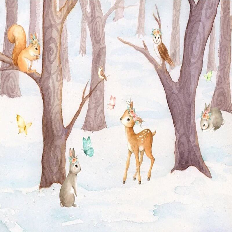 MinimalisticDecor.com-Deer in Winter Wonderland Wallpaper