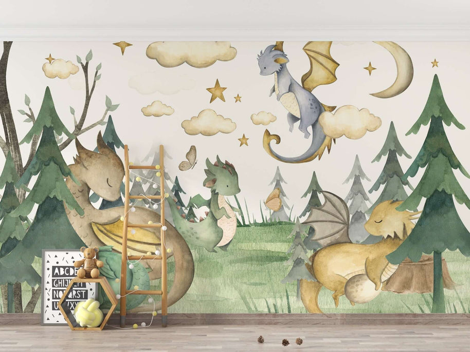 MinimalisticDecor.com-Dino Kingdom - Kids Room Wallpaper Mural