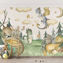 MinimalisticDecor.com-Dino Kingdom - Kids Room Wallpaper Mural