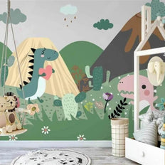 MinimalisticDecor.com-DinoLand Adventure Kids Room Dinosaur Wallpaper