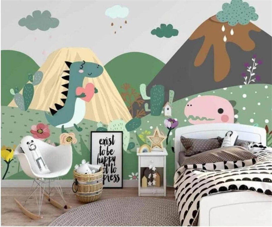 MinimalisticDecor.com-DinoLand Adventure Kids Room Dinosaur Wallpaper