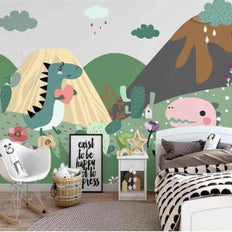 MinimalisticDecor.com-DinoLand Adventure Kids Room Dinosaur Wallpaper