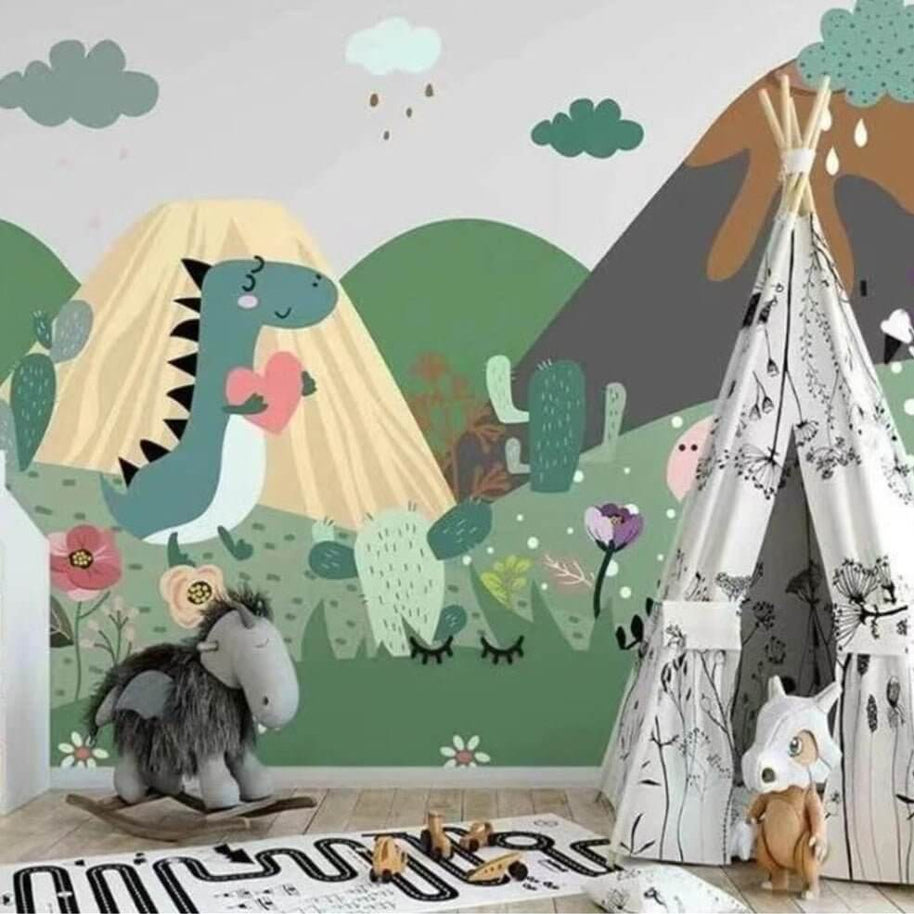 MinimalisticDecor.com-DinoLand Adventure Kids Room Dinosaur Wallpaper