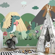 MinimalisticDecor.com-DinoLand Adventure Kids Room Dinosaur Wallpaper