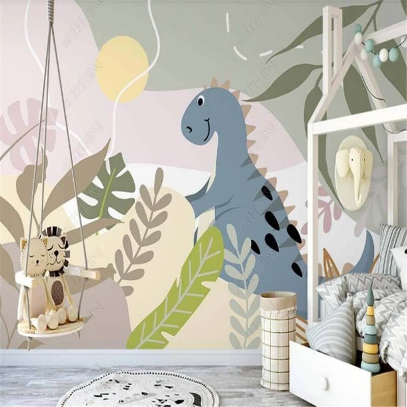 MinimalisticDecor.com-Dinosaur Wallpaper: Kids Room Stunning Design