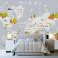 MinimalisticDecor.com-Dreamland Nursery Grey and White World Map Wallpaper