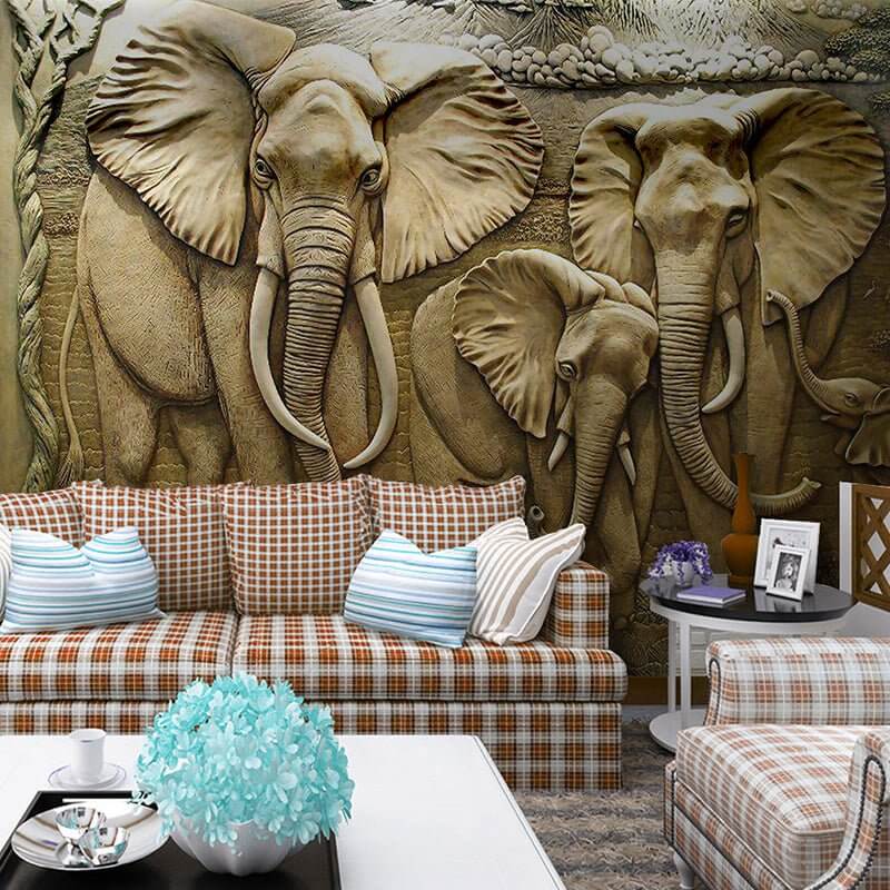 MinimalisticDecor.com-Elephants Engraved Wallpaper - Impressive Designs & Quality