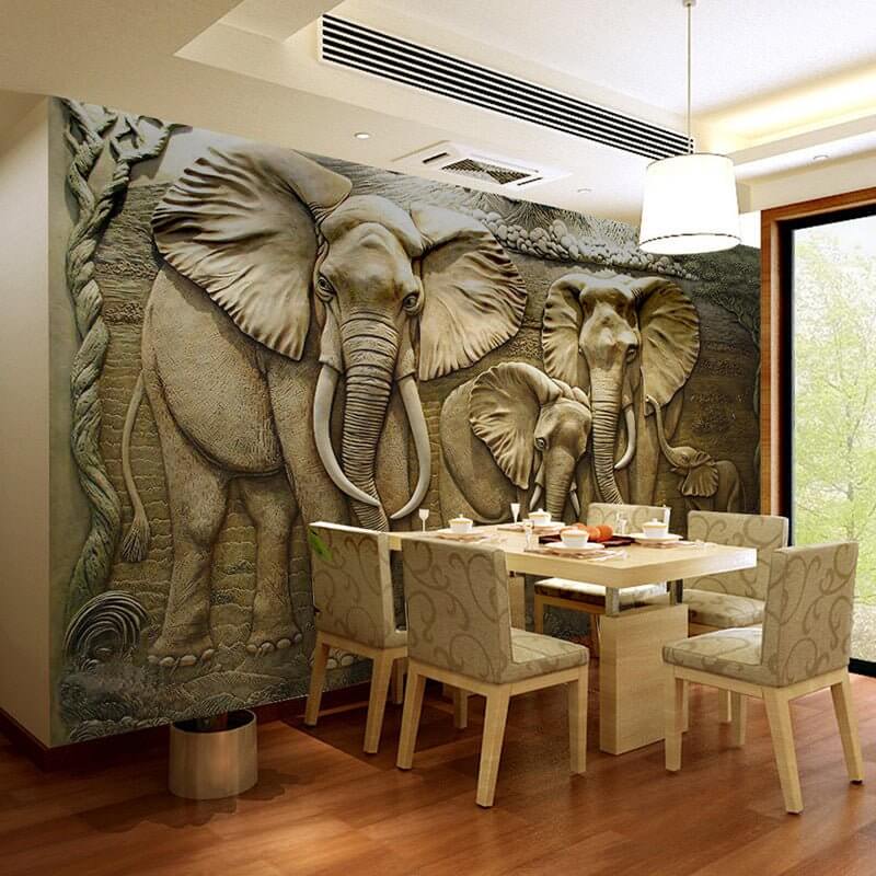 MinimalisticDecor.com-Elephants Engraved Wallpaper - Impressive Designs & Quality