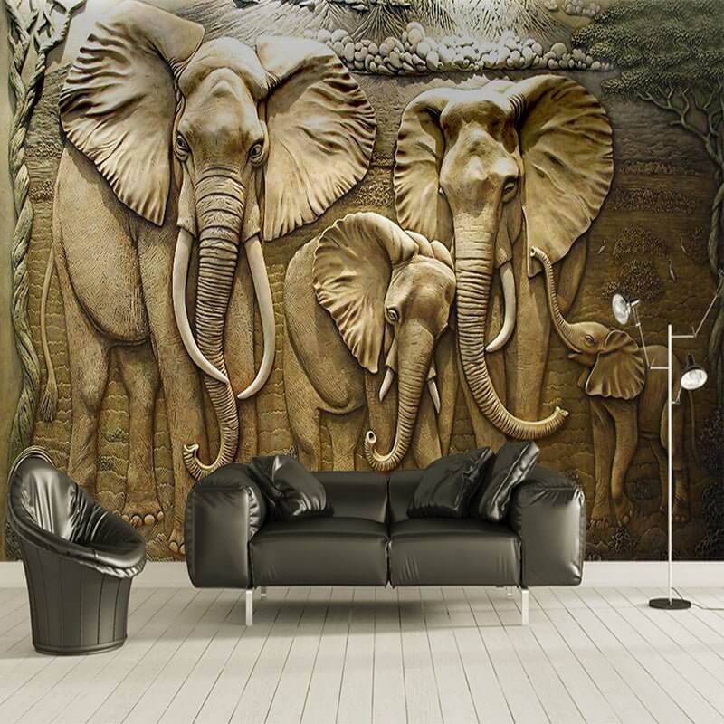 MinimalisticDecor.com-Elephants Engraved Wallpaper - Impressive Designs & Quality