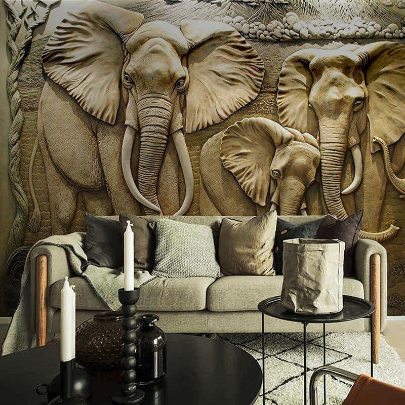 MinimalisticDecor.com-Elephants Engraved Wallpaper - Impressive Designs & Quality