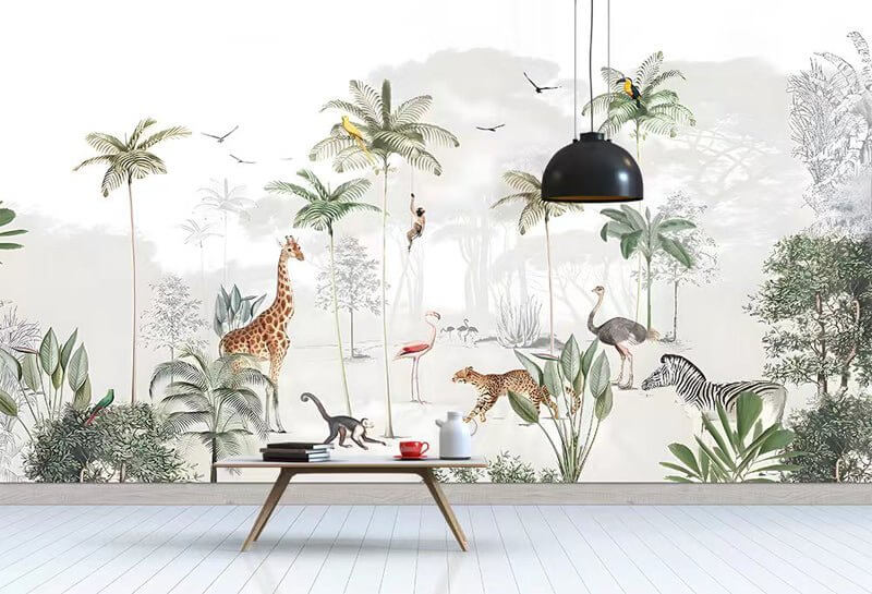 MinimalisticDecor.com-Enchanting Animals in Forest Nursery Wallpaper