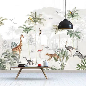 MinimalisticDecor.com-Enchanting Animals in Forest Nursery Wallpaper
