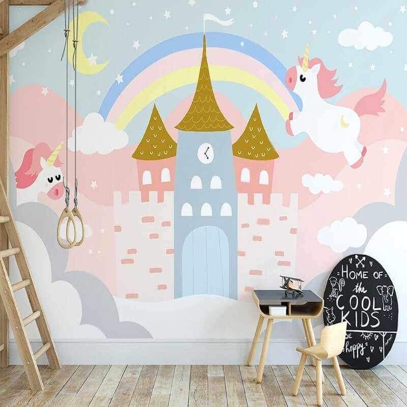 MinimalisticDecor.com-Enchanting Pink Castle Wallpaper