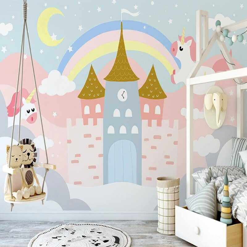 MinimalisticDecor.com-Enchanting Pink Castle Wallpaper
