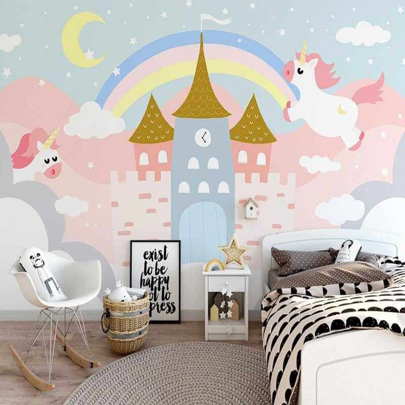 MinimalisticDecor.com-Enchanting Pink Castle Wallpaper