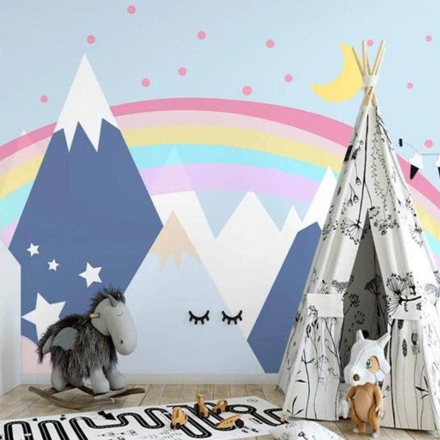 MinimalisticDecor.com-Enchanting Rainbow Peaks Baby Room Wallpaper