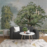 MinimalisticDecor.com-Evergreen Bliss: Bright and Vibrant Tree Scenery Wallpaper