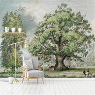 MinimalisticDecor.com-Evergreen Bliss: Bright and Vibrant Tree Scenery Wallpaper