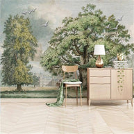 MinimalisticDecor.com-Evergreen Bliss: Bright and Vibrant Tree Scenery Wallpaper