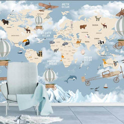 MinimalisticDecor.com-Explorers' World Map Peel and Stick Wallpaper
