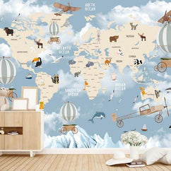 MinimalisticDecor.com-Explorers' World Map Peel and Stick Wallpaper